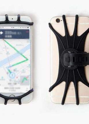 Тримач велокріплення на кермо для телефону смартфона велосипедний 360° на велосипед, самокат чорний9 фото
