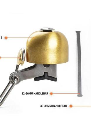 Велозвонок ретро громкий e10 велосипедный звонок, сигнал, гудок, клаксон для велосипеда, самоката золотистый3 фото