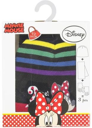 Скидка комплект, шапка, шарф, перчатки на девочек, минни маус, minnie mouse, disney2 фото