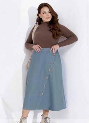Жіночна джинсова спідниця міді, 4 кольори.9 фото