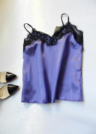 ⛔💣атласная майка с кружевом