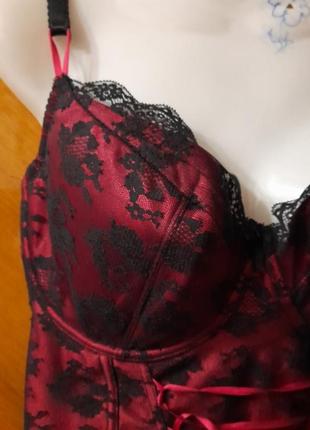 Брендовый красивый корсет р.34 f 75 f от ann summers корсет косточки кружево крепления для чулок3 фото