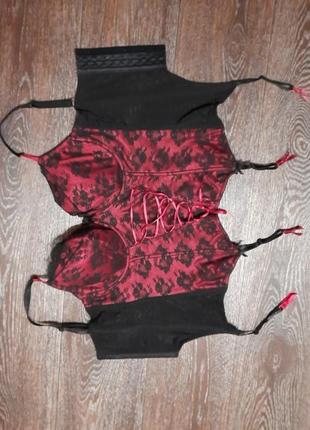 Брендовый красивый корсет р.34 f 75 f от ann summers корсет косточки кружево крепления для чулок6 фото