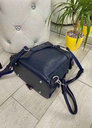 Рюкзак-сумка натуральний замш синій якість4 фото
