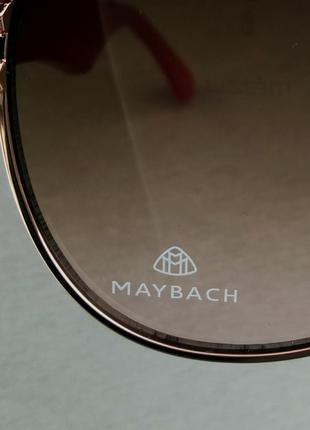 Maybach стильные мужские солнцезащитные очки капли коричневый градиент с бордовыми дужками9 фото
