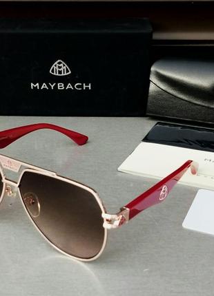 Maybach стильные мужские солнцезащитные очки капли коричневый градиент с бордовыми дужками1 фото