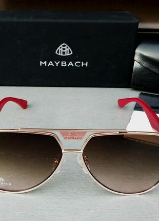 Maybach стильные мужские солнцезащитные очки капли коричневый градиент с бордовыми дужками2 фото