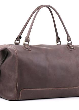 Дорожная кожаная большая коричневая сумка для спортзала кежуал винтаж crazy horse1 фото