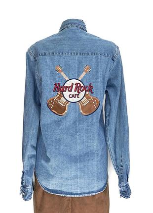Hard rock cafe san diego 90-х вінтажна жіноча джинсова сорочка з вишивкою