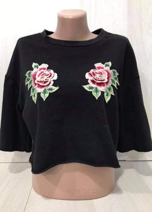 Делаем подарочки!!!фирменный короткий объемный свитшот с декором h&amp;m s!!