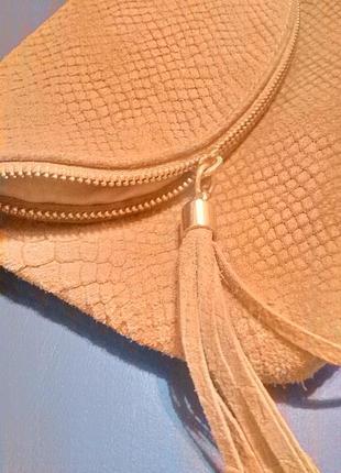 Сумка клатч italiavogs рыжая натуральная замша