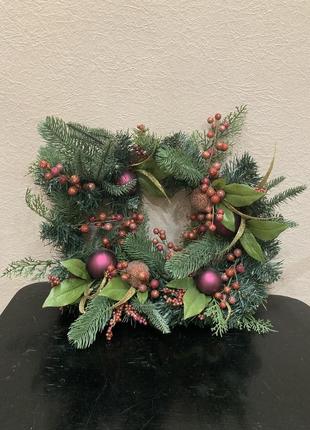 Різдвяний вінок, новорічний вінок, новорічна прикраса на двері