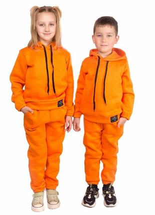 Якісний теплий костюм з капюшоном трехнитка на флісі