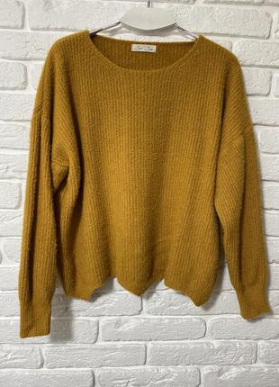 Пуловер свитер оверсайз горчичный1 фото