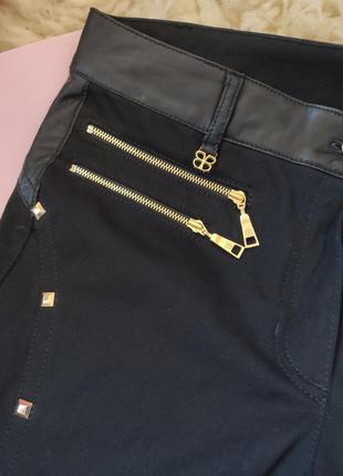 Стильные винтажные брюки джинсы штаны с заклепками кожаные2 фото