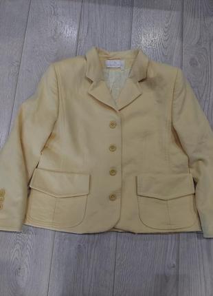 Кашемировый пиджак укороченное пальто лимонного цвета 50 размер6 фото