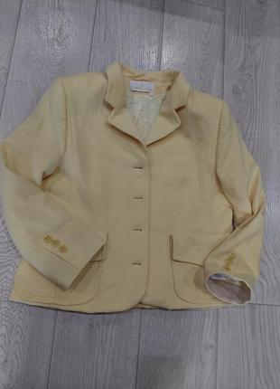Кашемировый пиджак укороченное пальто лимонного цвета 50 размер8 фото