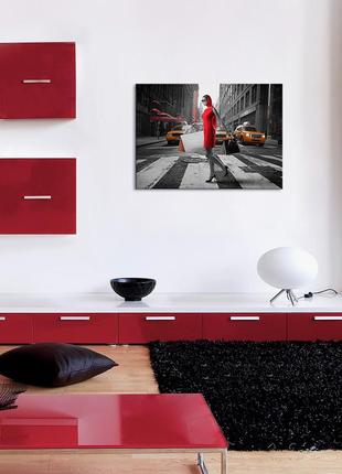 Картина на полотні 50 х 70 см дівчина в червоному3 фото