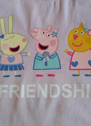 Сиреневая симпатичная летняя футболка h&m принт peppa pig на девочку 4-6 лет4 фото