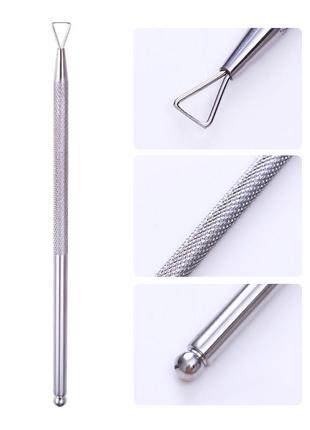 Треугольный пушер двухсторонний для снятия гель-лака с шариком на конце (дотс)