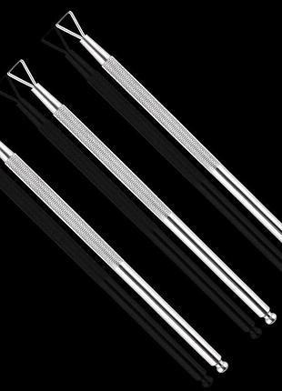 Треугольный пушер двухсторонний для снятия гель-лака с шариком на конце (дотс)