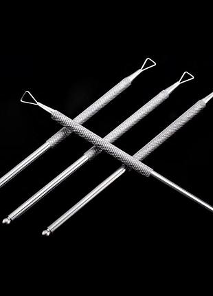 Треугольный пушер двухсторонний для снятия гель-лака с шариком на конце (дотс)