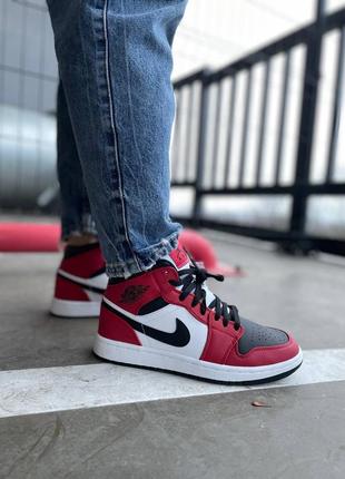 Nike air jordan 1 chicago black toe 🔺 чоловічі кросівки найк аїр джордан