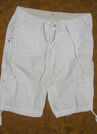 Бриджи женские легкие хлопковые белые papaya разм 14 (48-50) высокая посадка