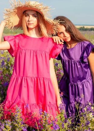 Дитяче, підліткове літнє плаття для дівчинки в малиновому кольорі