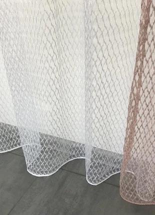 Комплект штор с тюлем на тесьме ткань сетка шторы 200х270 с тюлем 400х270 цвет пудра5 фото