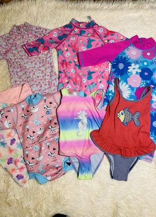 Купальник плавательный костюм комбинезон на девочку комплект гидро плавки 3 6 9 12 18 месяцев 2 3 4 года