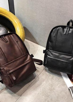 Мужской кожаный новый чёрный брендовый рюкзак портфель сумка шкіряний ранець для ноутбука2 фото