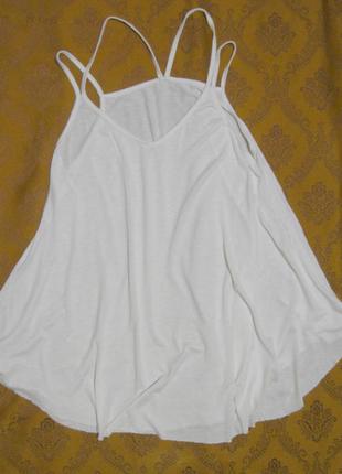 Натуральная стильная белая пляжная майка вискоза италия разм 44 футболка для фитнеса