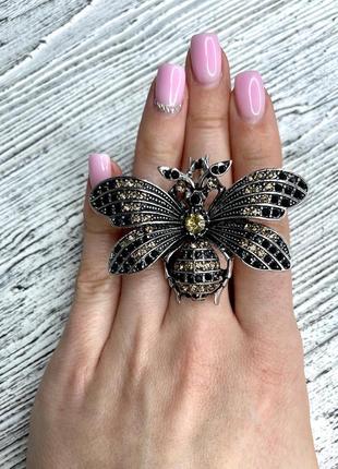 Брошь пчела металлическая с камнями