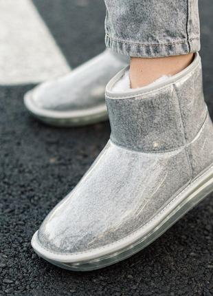 😍🌸❤️ugg isabelle transparent grey😍🌺🌹🌸женские серые угги с мехом, угги жіночі сірі