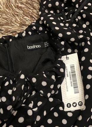 Шифоновый комбинезон с рюшами в горошек boohoo3 фото