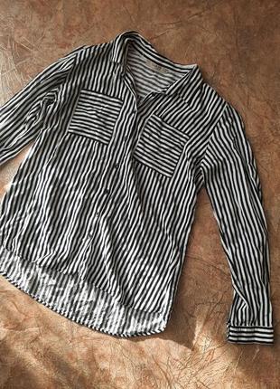 Сорочка блуза рубашка в полоску полосатая смужка на гудзиках застібках пуговицях