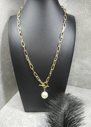 Стильная цепь с подвеской "жемчужинка"