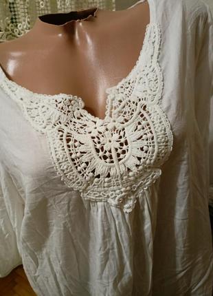 Натуральна бавовняна блуза сорочка yessica,блузка хб біла5 фото