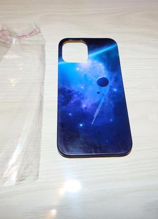 3d пластиковый глянцевый чехол для iphone 12 pro max планеты в синем космосе5 фото