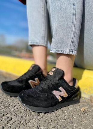 New balance шикарные женские кроссовки в черном цвете