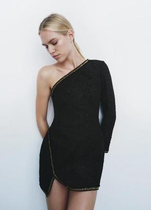 Zara мини платье ассиметричного кроя,, s, m1 фото
