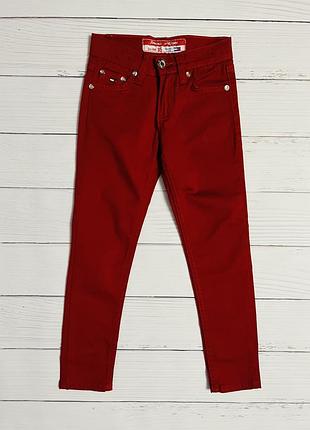 Детские красные штаны, джинсы для девочки на 7 лет