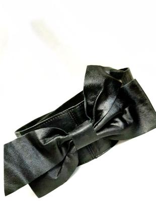 Пояс широкий черный с бантом 74-86см dorony perkins натуральная кожа шир.8см