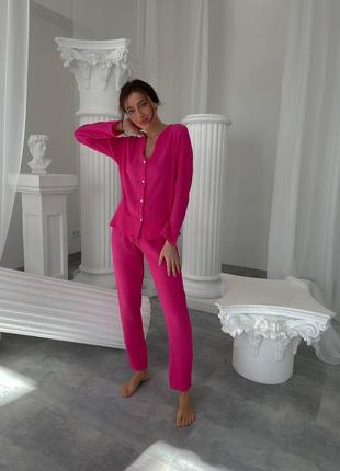 Малинова муслиновая піжама сорочка і штани