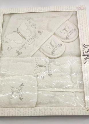 Подарочный набор банный халат для купания подарок для новорожденного до 2 лет белое (хдн27)5 фото