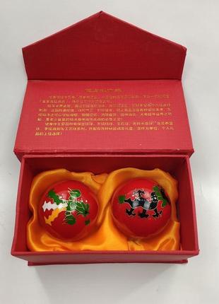 Китайские шарики "дракон и феникс" красные (с0077)