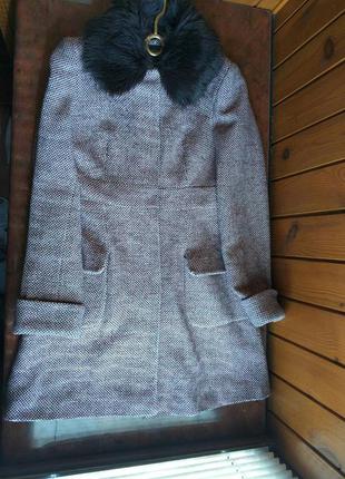Пальто с меховым воротником весна осень2 фото