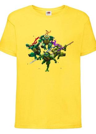 Футболка детская черепашки ниндзя (mutant ninja turtles021) желтая, размер 98-104-116-128-140-152-164 см