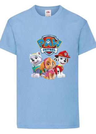 Футболка детская щенячий патруль (paw patrol) скай, эверест, маршал светло-голубая